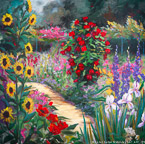 Garden Path  #IMP-029,  Original Acrylic on Canvas: 65  x 65 inches,  Sold;  Stretched and Gallery Wrapped Limited Edition Archival Print on Canvas: 40  x 40 inches     $1500-.  Custom   sizes, colors, and commissions are also available.  For more information or to order, please visit our  ABOUT  page or call us at 561-691-1110.