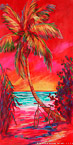 Palm on Red 2 #BRL-004,  Original Acrylic on Canvas: 36  x  60 inches   $5100;  Stretched and Gallery Wrapped Limited Edition Archival Print on Canvas: 36 x 60 inches   $1590.  Custom  sizes, colors, and commissions are also available.  For more information or to order, please visit our ABOUT page or call us at   561-691-1110.