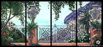 Positano Italy #LAN-005,  Original Acrylic on Canvas: 36  x  68 inches x 4 canvases is 68 x 144 inches  $18000;  Stretched and Gallery Wrapped Limited Edition Archival Print on Canvas: 36 x 68 inches x 4 canvases is 68 x 144 inches,  $5700.  Custom  sizes, colors, and commissions are also available.  For more information or to order, please visit our ABOUT page or call us at   561-691-1110.