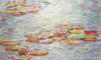 Water Lilies  #IMP-043,  Original Acrylic on Canvas: 36  x  60 inches   $3300;  Stretched and Gallery Wrapped Limited Edition Archival Print on Canvas: 36 x 60 inches   $1590.  Custom  sizes, colors, and commissions are also available.  For more information or to order, please visit our ABOUT page or call us at   561-691-1110.