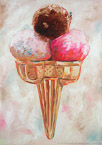 Triple Scoop Ice Cream  #JUN-031,  Original Oil on Canvas: 48  x  68 inches   $6000;  Stretched and Gallery Wrapped Limited Edition Archival Print on Canvas: 40 x 56 inches   $1590.  Custom  sizes, colors, and commissions are also available.  For more information or to order, please visit our ABOUT page or call us at   561-691-1110.