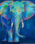 Blue Elephant  #ANF-067,  Original Acrylic on Canvas: 36  x  48 inches   $4200;  Stretched and Gallery Wrapped Limited Edition Archival Print on Canvas: 40 x 56 inches   $1590.  Custom  sizes, colors, and commissions are also available.  For more information or to order, please visit our ABOUT page or call us at   561-691-1110.