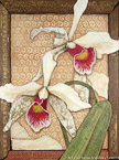 Two Orchids Paper Collage #PPR-013,  Original Acrylic on Canvas: 65  x  87 inches   $4950;  Stretched and Gallery Wrapped Limited Edition Archival Print on Canvas: 40 x 56 inches   $1590.  Custom  sizes, colors, and commissions are also available.  For more information or to order, please visit our ABOUT page or call us at   561-691-1110.