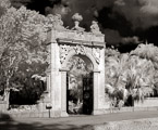 Viscaya Gate, Miami  #YNL-006.  Infrared Photograph,  Stretched and Gallery Wrapped, Limited Edition Archival Print on Canvas:  48 x 40 inches, $1560.  Custom Proportions and Sizes are Available.  For more information or to order please visit our ABOUT page or call us at 561-691-1110.