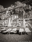 Beach , Positano Italy #YNL-886.  Infrared Photograph,  Stretched and Gallery Wrapped, Limited Edition Archival Print on Canvas:  40 x 56 inches, $1590.  Custom Proportions and Sizes are Available.  For more information or to order please visit our ABOUT page or call us at 561-691-1110.