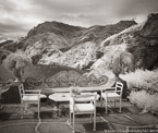 Terrace , Positano Italy #YNL-909.  Infrared Photograph,  Stretched and Gallery Wrapped, Limited Edition Archival Print on Canvas:  48 x 40 inches, $1560.  Custom Proportions and Sizes are Available.  For more information or to order please visit our ABOUT page or call us at 561-691-1110.