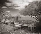 Terrace , Positano Italy #YNL-911.  Infrared Photograph,  Stretched and Gallery Wrapped, Limited Edition Archival Print on Canvas:  48 x 40 inches, $1560.  Custom Proportions and Sizes are Available.  For more information or to order please visit our ABOUT page or call us at 561-691-1110.