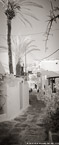 Via , Mykonos Greece #YNL-536.  Infrared Photograph,  Stretched and Gallery Wrapped, Limited Edition Archival Print on Canvas:  30 x 72 inches, $1560.  Custom Proportions and Sizes are Available.  For more information or to order please visit our ABOUT page or call us at 561-691-1110.