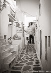 Via , Mykonos Greece #YNL-553.  Black-White Photograph,  Stretched and Gallery Wrapped, Limited Edition Archival Print on Canvas:  40 x 56 inches, $1590.  Custom Proportions and Sizes are Available.  For more information or to order please visit our ABOUT page or call us at 561-691-1110.