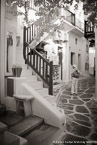 Via , Mykonos Greece #YNL-554.  Black-White Photograph,  Stretched and Gallery Wrapped, Limited Edition Archival Print on Canvas:  40 x 60 inches, $1590.  Custom Proportions and Sizes are Available.  For more information or to order please visit our ABOUT page or call us at 561-691-1110.